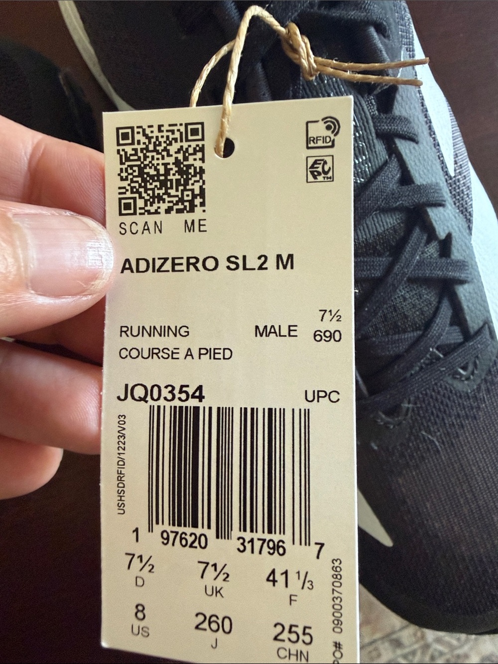 adidas zero Men’s Black and White Running Sneakers - Picture 2 of 3